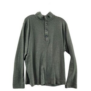 Banana Republic Pullover Mens Large Green 1/4 Button Lond Sleeve *